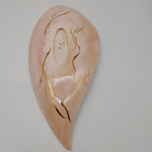 By Eve Gold Floral Shallow Dish Bowl Spoon Holder Pink Ceramic Handmade Vintage - Picture 10 of 12